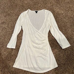 **VERY NICE** Ann Taylor 3/4 Sleeve LADIES Blouse--WHITE--SMALL--Scoop Neck